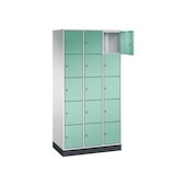 Schließfachschrank,RAL7035/RAL6027,HxBxT 1950x920x500mm,3x5 Fächer