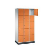 Schließfachschrank,RAL7035/RAL2000,HxBxT 1950x920x500mm,3x5 Fächer