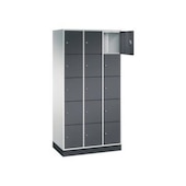 Schließfachschrank,RAL7035/RAL7021,HxBxT 1950x920x500mm,3x5 Fächer