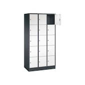 Schließfachschrank,HxBxT 1950x920x500mm,3x5 Fächer,Zyl.-Schl.,Sockel