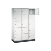 Großraum-Schließfachschrank,RAL7035,HxBxT 1950x1220x500mm,3x5 Fächer