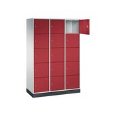 Großraum-Schließfachschrank,RAL7035/RAL3003,HxBxT 1950x1220x500mm