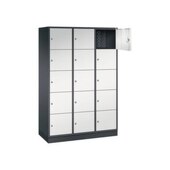 Großraum-Schließfachschrank,RAL7021/RAL7035,HxBxT 1950x1220x500mm