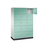 Großraum-Schließfachschrank,RAL7035/RAL6027,HxBxT 1950x1220x500mm