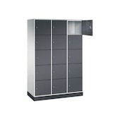 Großraum-Schließfachschrank,RAL7035/RAL7021,HxBxT 1950x1220x500mm