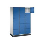 Großraum-Schließfachschrank,RAL7035/RAL5010,HxBxT 1950x1220x600mm