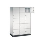 Großraum-Schließfachschrank,RAL7035,HxBxT 1950x1220x600mm,3x5 Fächer