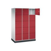 Großraum-Schließfachschrank,RAL7035/RAL3003,HxBxT 1950x1220x600mm