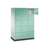 Großraum-Schließfachschrank,RAL7035/RAL6027,HxBxT 1950x1220x600mm