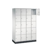 Schließfachschrank,RAL7035,HxBxT 1950x1220x500mm,4x5 Fächer,Zyl.-Schl.