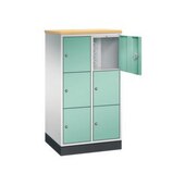 Schließfachschrank,HxBxT 1250x620x500mm,2x3 Fächer,Zyl.-Schl.,Sockel