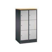 Schließfachschrank,HxBxT 1250x620x500mm,2x3 Fächer,Zyl.-Schl.,Sockel