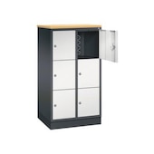 Schließfachschrank,HxBxT 1250x620x500mm,2x3 Fächer,Zyl.-Schl.,Sockel