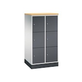 Schließfachschrank,HxBxT 1250x620x500mm,2x3 Fächer,Zyl.-Schl.,Sockel