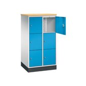 Schließfachschrank,HxBxT 1250x620x500mm,2x3 Fächer,Zyl.-Schl.,Sockel