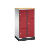 Schließfachschrank,HxBxT 1250x620x500mm,2x3 Fächer,Zyl.-Schl.,Sockel