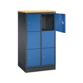 Schließfachschrank,HxBxT 1250x620x500mm,2x3 Fächer,Zyl.-Schl.,Sockel