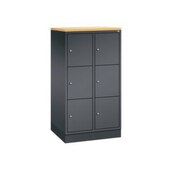 Schließfachschrank,HxBxT 1250x620x500mm,2x3 Fächer,Zyl.-Schl.,Sockel