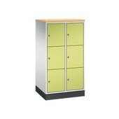 Schließfachschrank,HxBxT 1250x620x500mm,2x3 Fächer,Zyl.-Schl.,Sockel