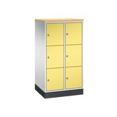 Schließfachschrank,HxBxT 1250x620x500mm,2x3 Fächer,Zyl.-Schl.,Sockel