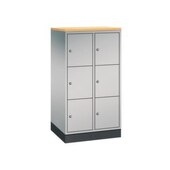 Schließfachschrank,HxBxT 1250x620x500mm,2x3 Fächer,Zyl.-Schl.,Sockel