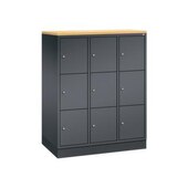 Schließfachschrank,HxBxT 1250x920x500mm,3x3 Fächer,Zyl.-Schl.,Sockel