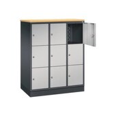 Schließfachschrank,HxBxT 1250x920x500mm,3x3 Fächer,Zyl.-Schl.,Sockel