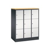 Schließfachschrank,HxBxT 1250x920x500mm,3x3 Fächer,Zyl.-Schl.,Sockel