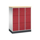 Schließfachschrank,HxBxT 1250x920x500mm,3x3 Fächer,Zyl.-Schl.,Sockel