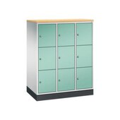 Schließfachschrank,HxBxT 1250x920x500mm,3x3 Fächer,Zyl.-Schl.,Sockel