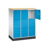 Schließfachschrank,HxBxT 1250x920x500mm,3x3 Fächer,Zyl.-Schl.,Sockel