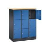 Schließfachschrank,HxBxT 1250x920x500mm,3x3 Fächer,Zyl.-Schl.,Sockel