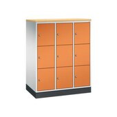 Schließfachschrank,HxBxT 1250x920x500mm,3x3 Fächer,Zyl.-Schl.,Sockel