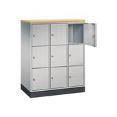 Schließfachschrank,HxBxT 1250x920x500mm,3x3 Fächer,Zyl.-Schl.,Sockel