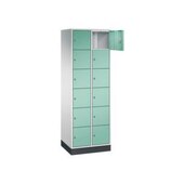 Schließfachschrank,RAL7035/RAL6027,HxBxT 1950x620x500mm,2x6 Fächer