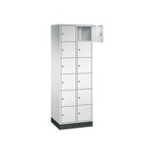 Schließfachschrank,RAL7035,HxBxT 1950x620x500mm,2x6 Fächer,Zyl.-Schl.