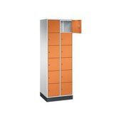 Schließfachschrank,RAL7035/RAL2000,HxBxT 1950x620x500mm,2x6 Fächer