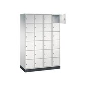 Schließfachschrank,RAL7035,HxBxT 1950x1220x500mm,4x6 Fächer,Zyl.-Schl.