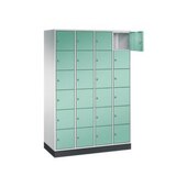 Schließfachschrank,RAL7035/RAL6027,HxBxT 1950x1220x500mm,4x6 Fächer