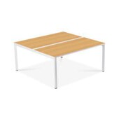 Teamschreibtisch,2 Pers.,HxBxT 750x1600x1660mm,Platte Buche,4-Fuß weiß