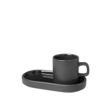 Espressotassen-Set,2 Tassen,2 Ablagen,Keramik,dunkelgrün,50ml je Tasse