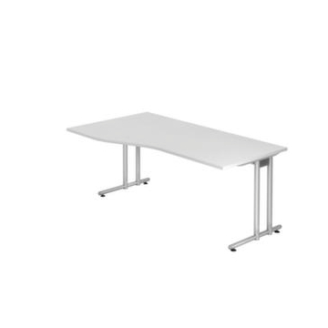 Freiform-Schreibtisch, HxBxT 720x1800x800/1000mm, Platte weiß