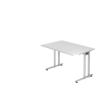 Schreibtisch, HxBxT 720x1200x800mm, Platte weiß, C-Fuß RAL9006
