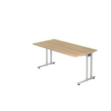 Schreibtisch, HxBxT 720x1600x800mm, Platte Eiche, C-Fuß RAL9006