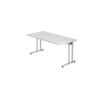 Schreibtisch, HxBxT 720x1600x800mm, Platte weiß, C-Fuß RAL9006