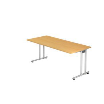 Schreibtisch, HxBxT 720x1800x800mm, Platte Buche, C-Fuß RAL9006