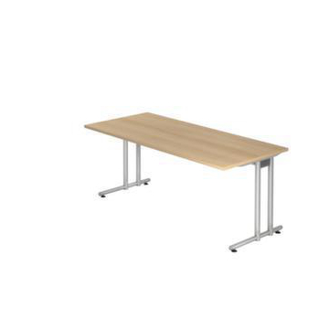 Schreibtisch, HxBxT 720x1800x800mm, Platte Eiche, C-Fuß RAL9006