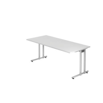 Schreibtisch, HxBxT 720x1800x800mm, Platte weiß, C-Fuß RAL9006