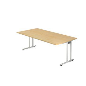Schreibtisch, HxBxT 720x2000x1000mm, Platte Ahorn, C-Fuß RAL9006