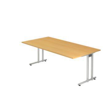 Schreibtisch, HxBxT 720x2000x1000mm, Platte Buche, C-Fuß RAL9006
